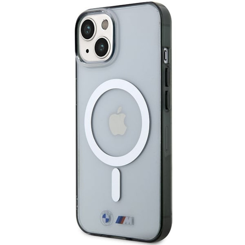 BMW BMHMP14MHCRS Silver Ring MagSafe kõvakate Apple iPhone 14 Plus / 15 Plus, läbipaistev