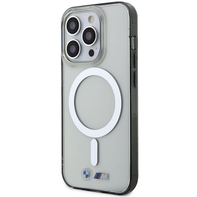 BMW BMHMP14LHCRS Silver Ring MagSafe kõvakate Apple iPhone 14 Pro-le, läbipaistev