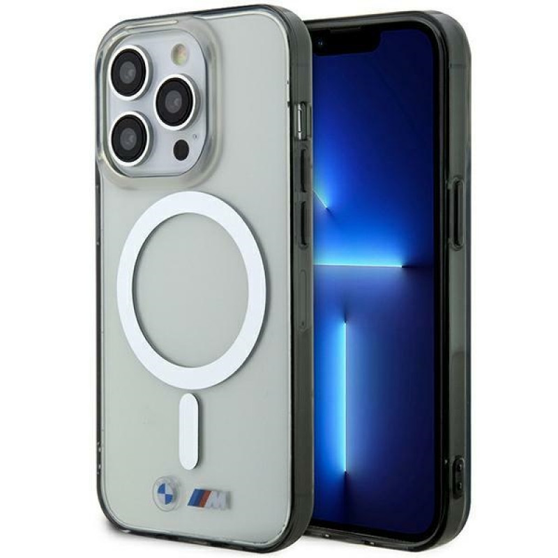 BMW BMHMP14XHCRS Silver Ring MagSafe kõvakate Apple iPhone 14 Pro Maxile, läbipaistev
