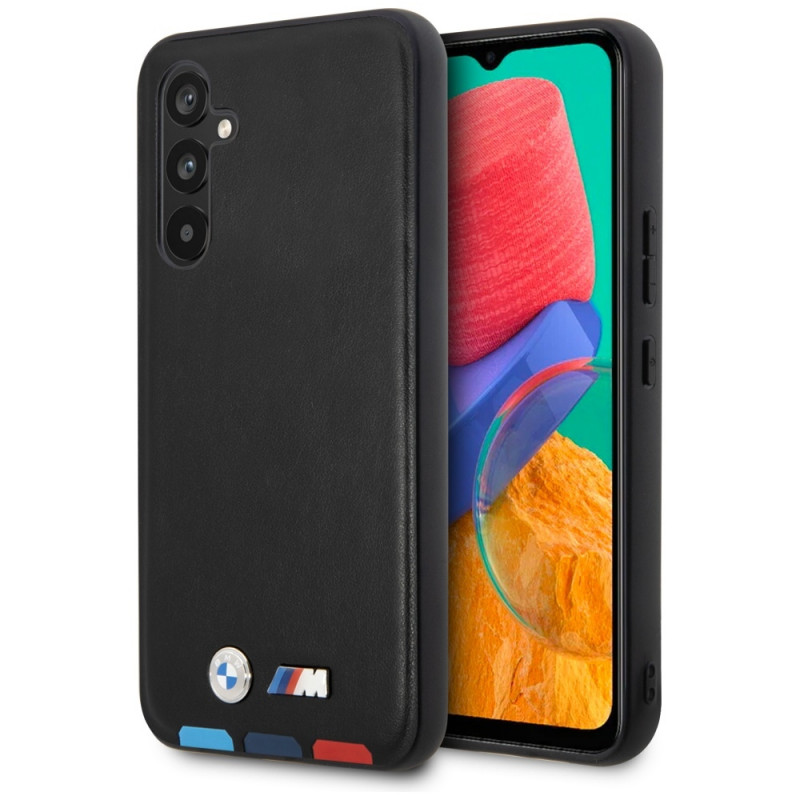 BMW BMHCSA5422PTDK Leather Stamp Tricolor kõvakate Samsung Galaxy A54 (A546) jaoks, must