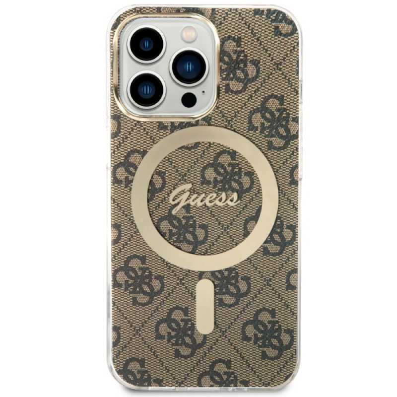 Guess GUHMP13LH4STW 4G MagSafe kõvakate Apple iPhone 13 Pro-le, pruun