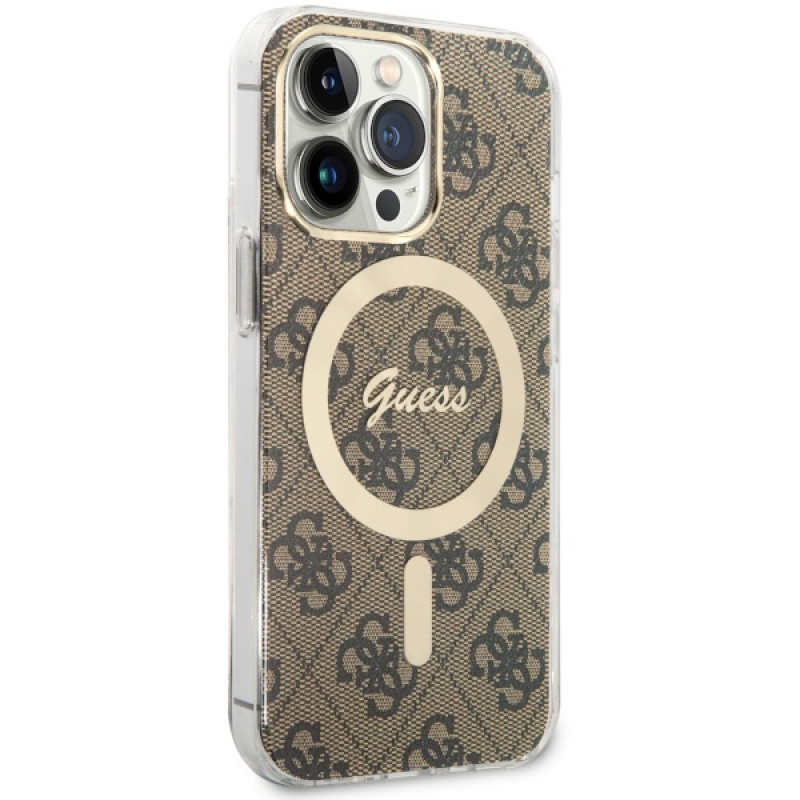 Guess GUHMP13LH4STW 4G MagSafe kõvakate Apple iPhone 13 Pro-le, pruun