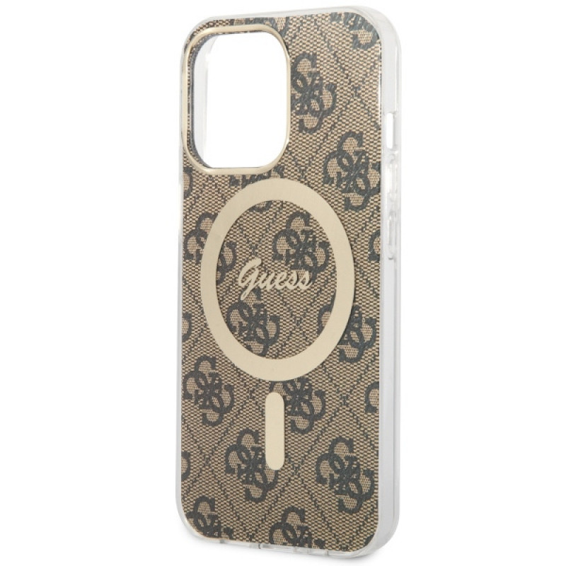 Guess GUHMP13LH4STW 4G MagSafe kõvakate Apple iPhone 13 Pro-le, pruun