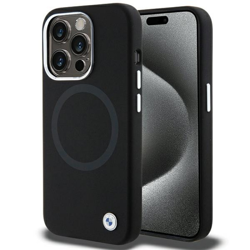BMW BMHMP15XSILBK2 Signature Liquid Silicone MagSafe ümbris Apple iPhone 15 Pro Max-le, must