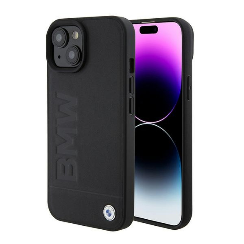 BMW BMHMP15SSLLBK Signature Logo Imprint MagSafe kõvakate Apple iPhone 15-le, must