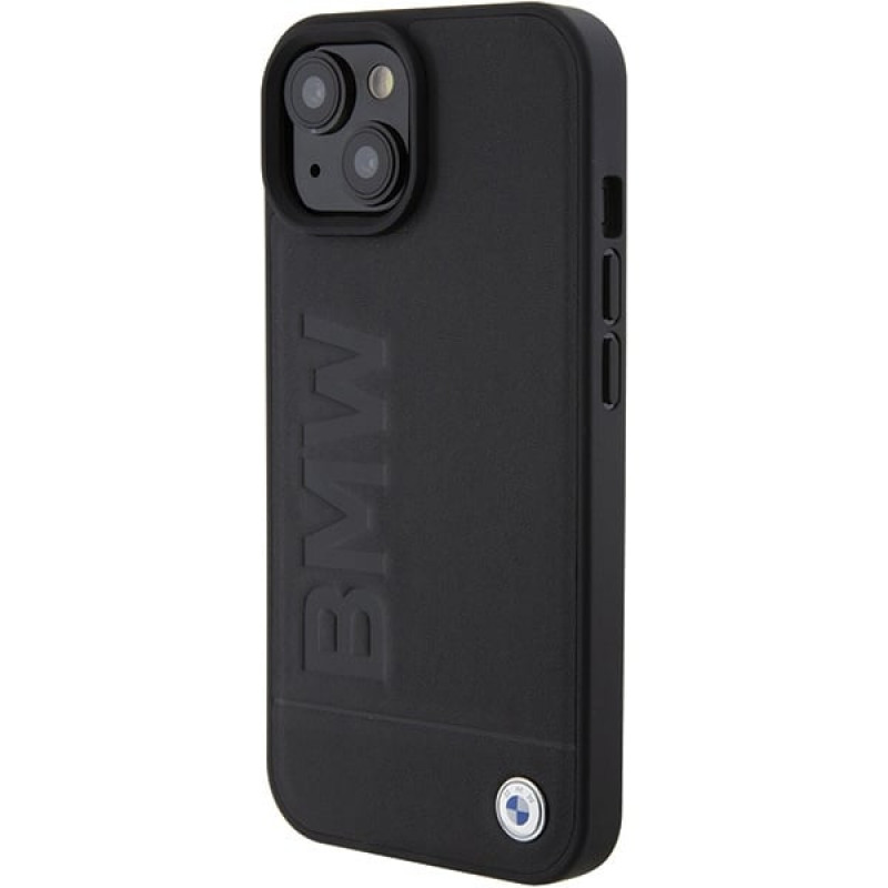 BMW BMHMP15MSLLBK Leather Hot Stamp MagSafe kott nahast Apple iPhone 15 Plus / 14 Plus, must