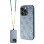 Guess GUHCP15LP4TDSCPB Crossbody 4G Metal Logo kõvakate Apple iPhone 15 Pro jaoks, sinine