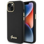 Guess GUHCP15SSMBSLK Silicone Script Metal Logo & Frame Hardcase Apple iPhone 15 / 14 / 13 jaoks, must
