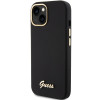 Guess GUHCP15SSMBSLK Silicone Script Metal Logo & Frame Hardcase Apple iPhone 15 / 14 / 13 jaoks, must