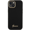 Guess GUHCP15SSMBSLK Silicone Script Metal Logo & Frame Hardcase Apple iPhone 15 / 14 / 13 jaoks, must