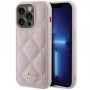 Guess GUHCP15LPSQSQSP Quilted Metal Logo kõvakate Apple iPhone 15 Pro jaoks, roosa