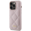 Guess GUHCP15LPSQSQSP Quilted Metal Logo kõvakate Apple iPhone 15 Pro jaoks, roosa