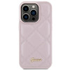 Guess GUHCP15LPSQSQSP Quilted Metal Logo kõvakate Apple iPhone 15 Pro jaoks, roosa