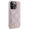 Guess GUHCP15LPSQSQSP Quilted Metal Logo kõvakate Apple iPhone 15 Pro jaoks, roosa