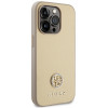 Guess GUHCP15LPS4DGPD PU 4G Strass Metal Logo kaitsekott Apple iPhone 15 Pro jaoks, kuldne
