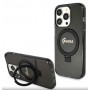 Guess GUHMP15LHRSGSK Ring Stand Script Glitter MagSafe kõvakate Apple iPhone 15 Pro jaoks, must