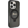 Guess GUHMP15LHRSGSK Ring Stand Script Glitter MagSafe kõvakate Apple iPhone 15 Pro jaoks, must