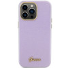 Guess GUHCP15XPGMCSL Glitter Glossy Script kõvakate Apple iPhone 15 Pro Max-le, lilla
