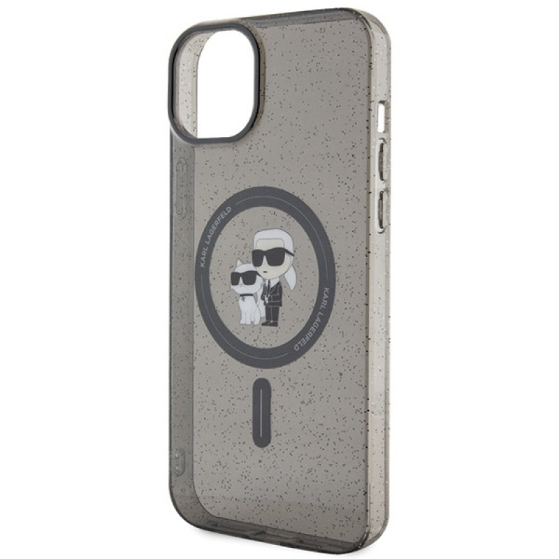 Karl Lagerfeld KLHMP15SHGKCNOK Karl&Choupette Glitter MagSafe kõvakate Apple iPhone 15-le, must