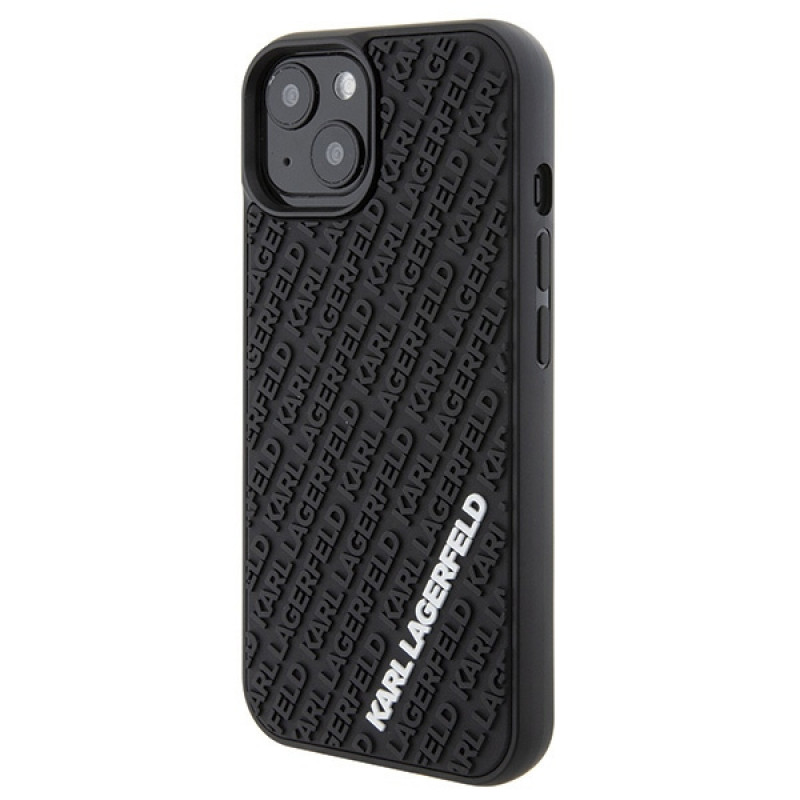 Karl Lagerfeld KLHCP15S3DMKRLK 3D Rubber Multi Logoõhukõva ümbris Apple iPhone 15 jaoks, must