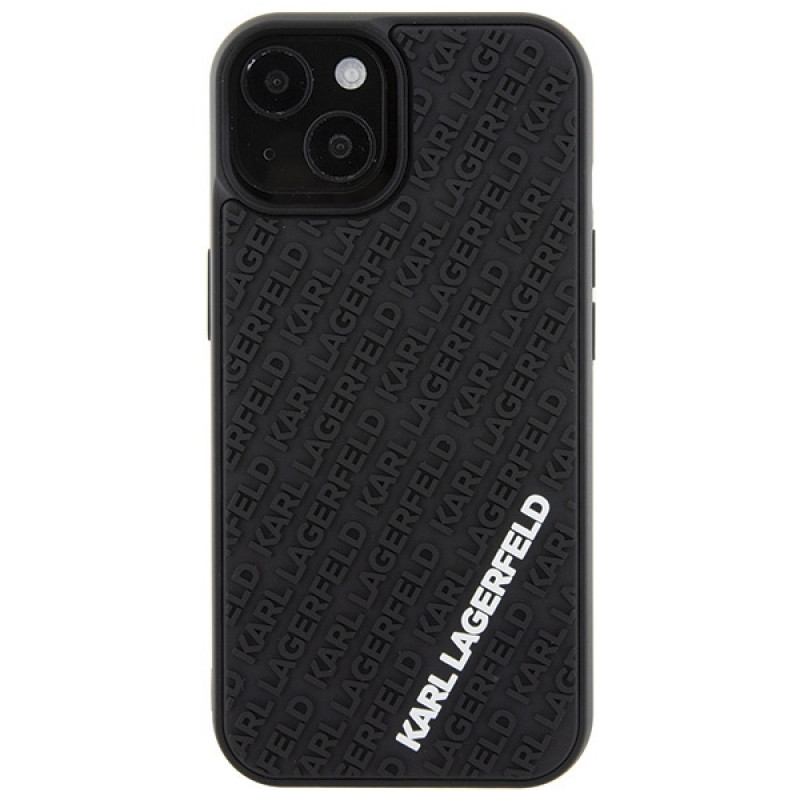 Karl Lagerfeld KLHCP15S3DMKRLK 3D Rubber Multi Logoõhukõva ümbris Apple iPhone 15 jaoks, must