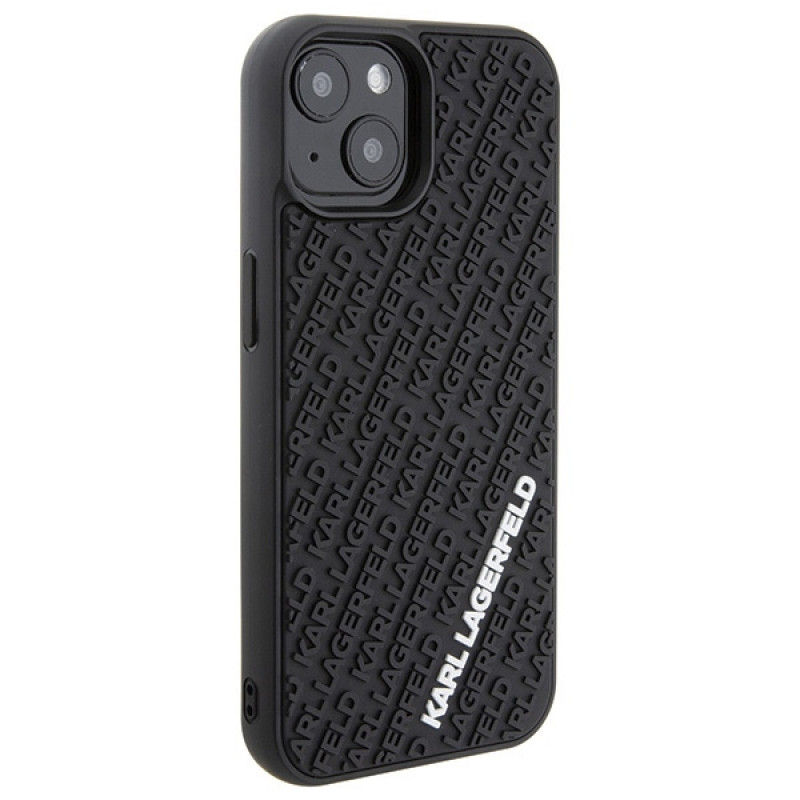 Karl Lagerfeld KLHCP15S3DMKRLK 3D Rubber Multi Logoõhukõva ümbris Apple iPhone 15 jaoks, must