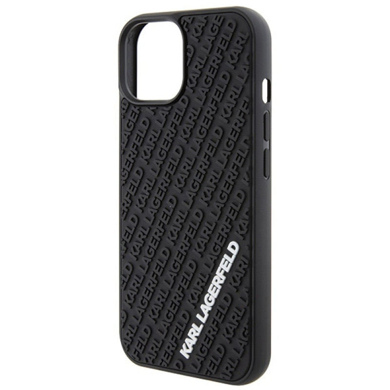 Karl Lagerfeld KLHCP15S3DMKRLK 3D Rubber Multi Logoõhukõva ümbris Apple iPhone 15 jaoks, must