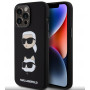 Karl Lagerfeld KLHCP15XSDHKCNK vedelast silikoonist Karl and Choupette Heads ümbris Apple iPhone 15 Pro Max jaoks, must
