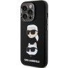 Karl Lagerfeld KLHCP15XSDHKCNK vedelast silikoonist Karl and Choupette Heads ümbris Apple iPhone 15 Pro Max jaoks, must