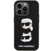 Karl Lagerfeld KLHCP15XSDHKCNK vedelast silikoonist Karl and Choupette Heads ümbris Apple iPhone 15 Pro Max jaoks, must