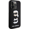 Karl Lagerfeld KLHCP15XSDHKCNK vedelast silikoonist Karl and Choupette Heads ümbris Apple iPhone 15 Pro Max jaoks, must