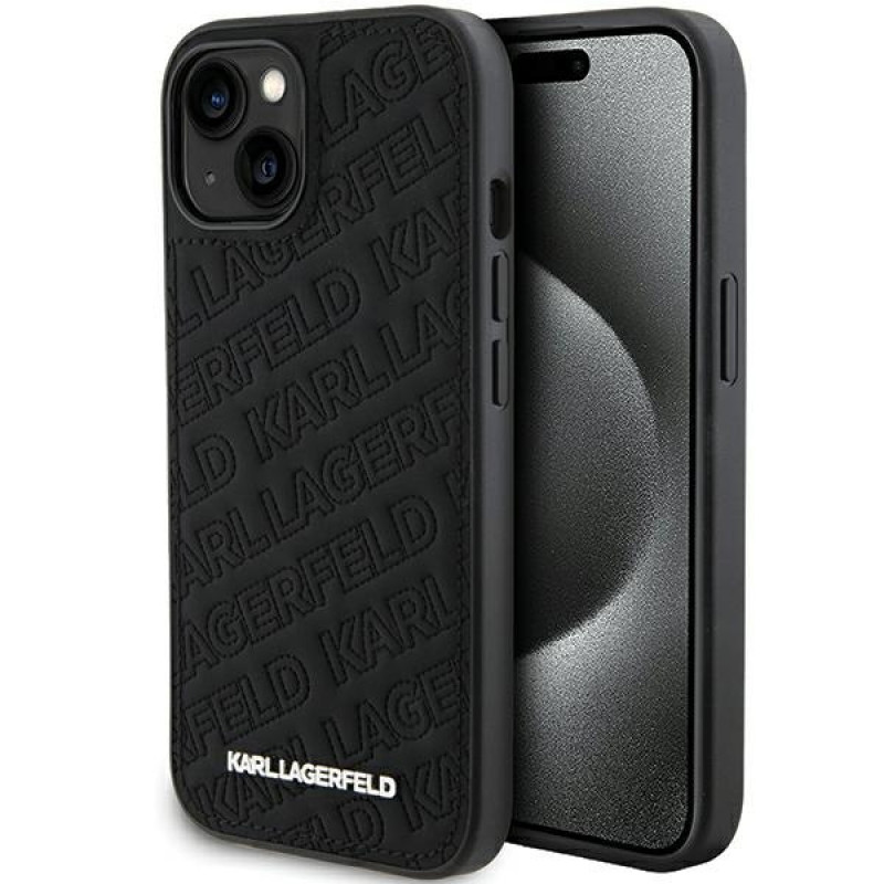 Karl Lagerfeld KLHCP15SPQKPMK Quilted K Pattern kõvakate Apple iPhone 15-le, must