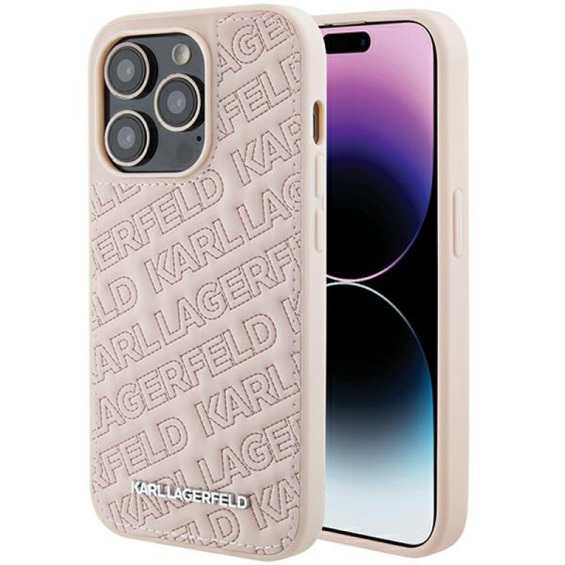 Karl Lagerfeld KLHCP15XPQKPMP Quilted K Pattern kõvakate Apple iPhone 15 Pro Max-le, roosa
