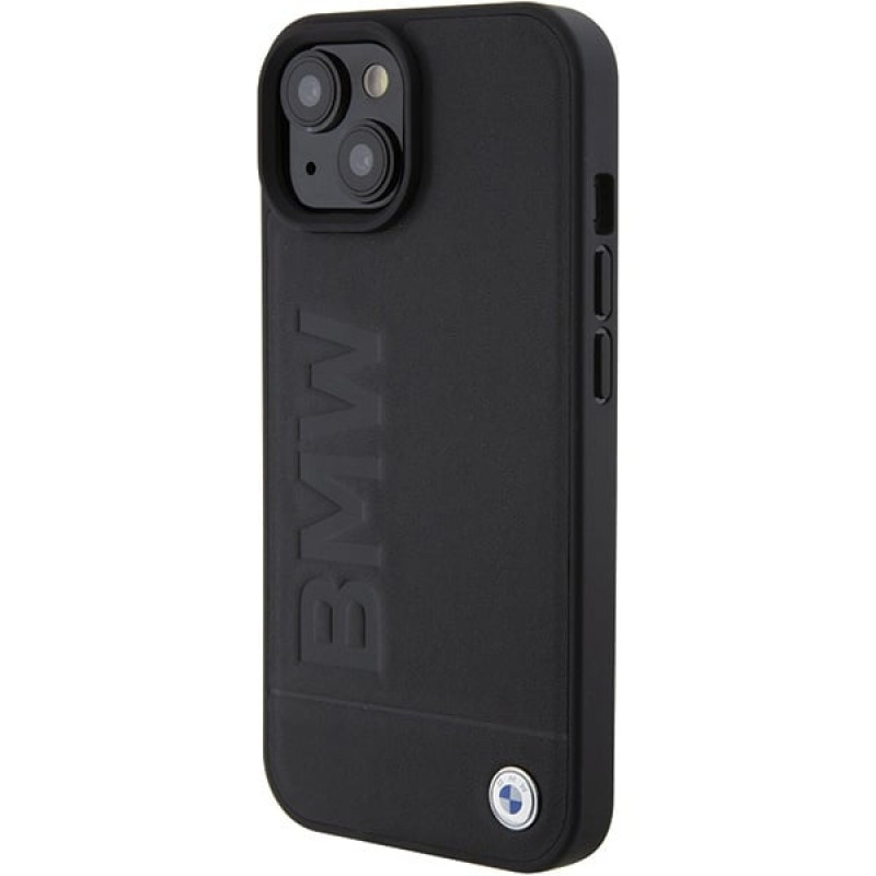 BMW BMHCP15MSLLBK Leather Hot Stamp kõvakate Apple iPhone 15 Plus / 14 Plus, must