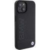 BMW BMHCP15MSLLBK Leather Hot Stamp kõvakate Apple iPhone 15 Plus / 14 Plus, must