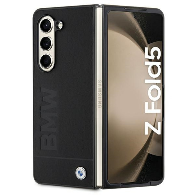 BMW BMHCZFD5SLLBK Signature Logo Imprint kõvakate Samsung Galaxy Z Fold5 jaoks, must