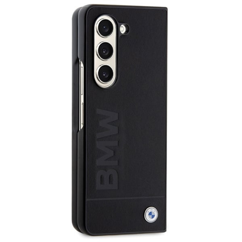 BMW BMHCZFD5SLLBK Signature Logo Imprint kõvakate Samsung Galaxy Z Fold5 jaoks, must