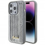 Guess GUHCP15LPSFDGSS Sequin Script Metal kõvakate Apple iPhone 15 Pro jaoks, hõbedane