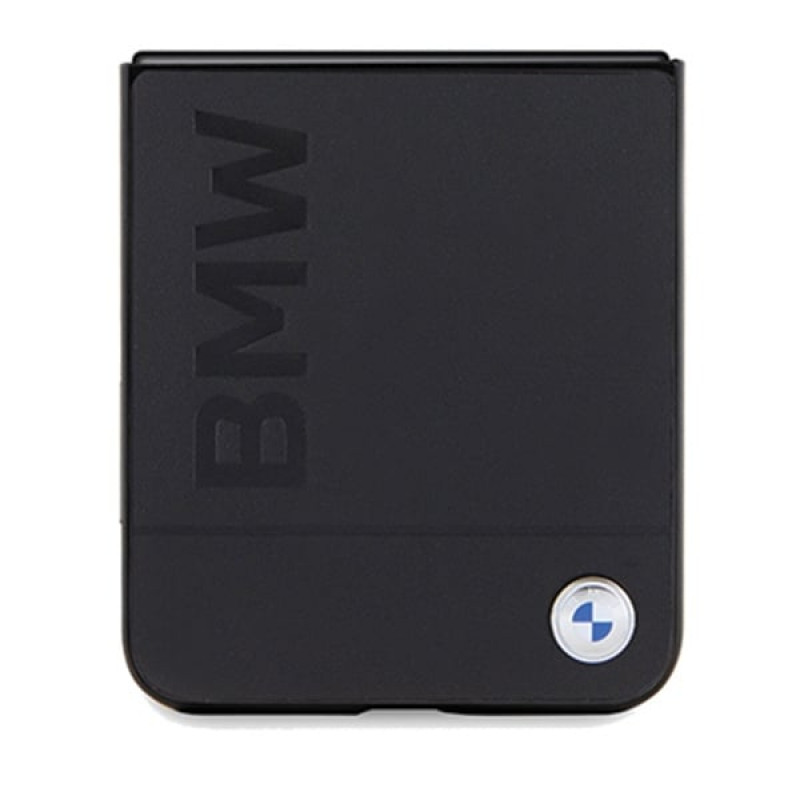 BMW BMHCZF5SLLBK Leather Hot Stamp hardcase Samsung Galaxy Z Flip5 jaoks, must