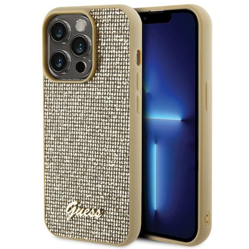 Guess Disco Metal Script Hardcase Apple iPhone 15 Pro jaoks, kuldne