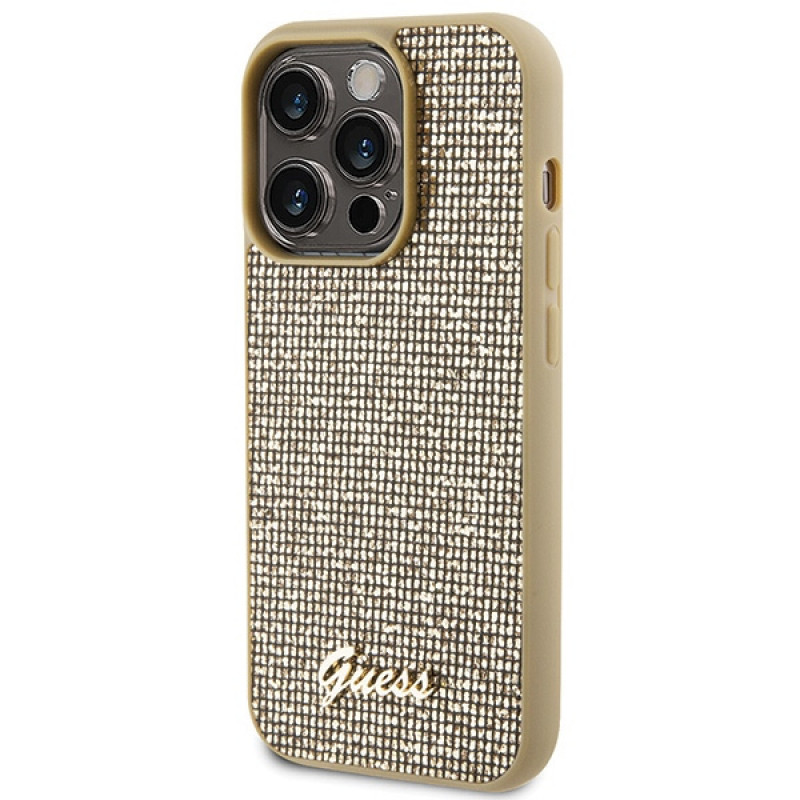 Guess Disco Metal Script Hardcase Apple iPhone 15 Pro jaoks, kuldne