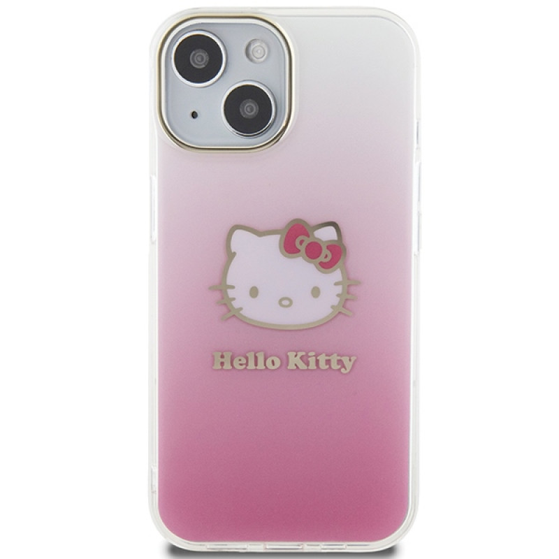 Hello Kitty HKHCP15SHDGKEP IML Gradient Electrop Kitty Head kõvakate Apple iPhone 15 6.1" jaoks, roosa