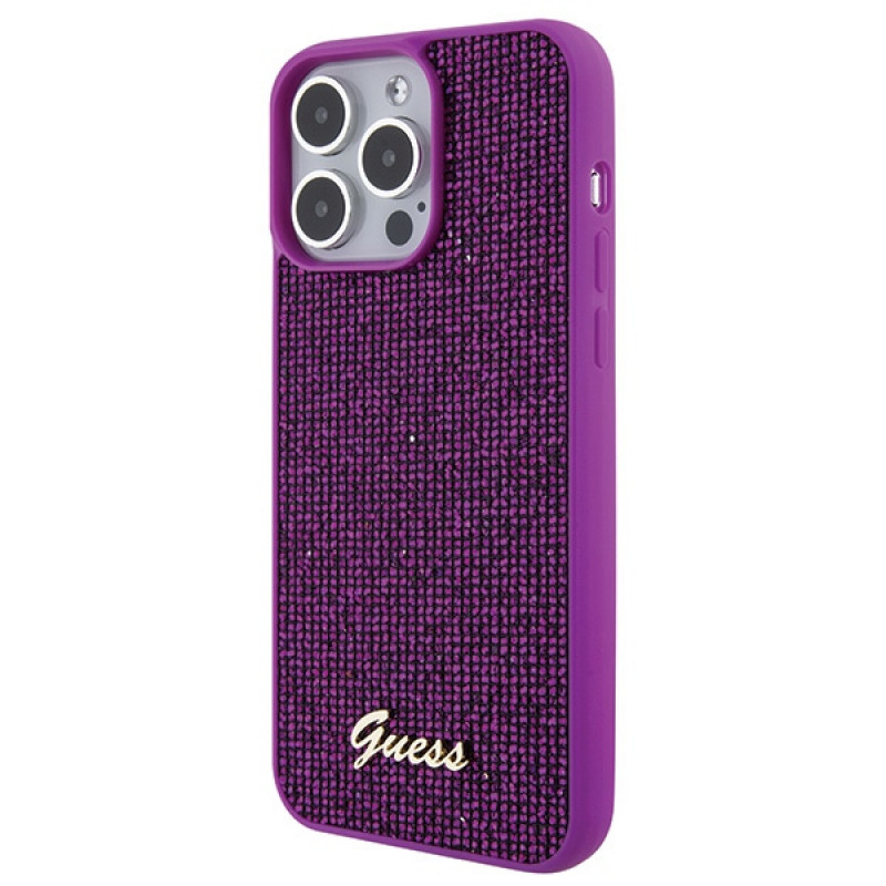 Guess GUHCP15XPMSDGSF Disco Metal Script kõvakate Apple iPhone 15 Pro Maxile, lilla