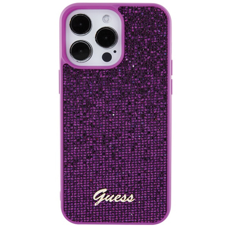 Guess GUHCP15XPMSDGSF Disco Metal Script kõvakate Apple iPhone 15 Pro Maxile, lilla
