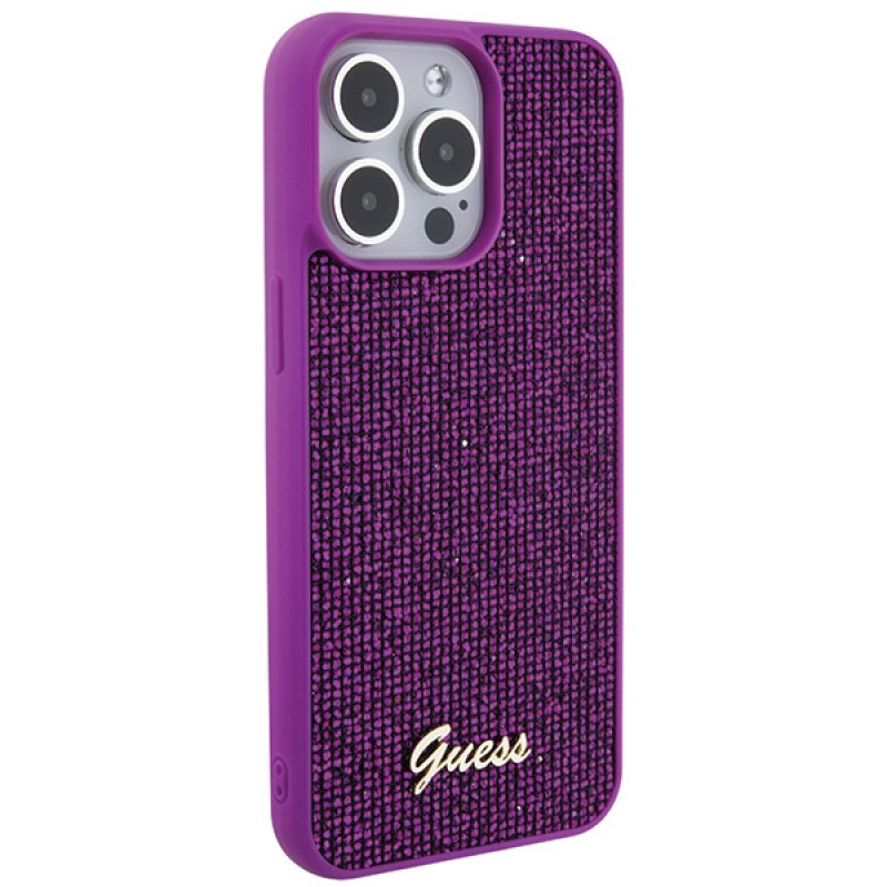 Guess GUHCP15XPMSDGSF Disco Metal Script kõvakate Apple iPhone 15 Pro Maxile, lilla