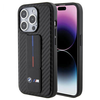 BMW BMHCP15LGSPCCK Apple iPhone 15 Pro kõvakate Grip Stand Smooth & Carbon, must