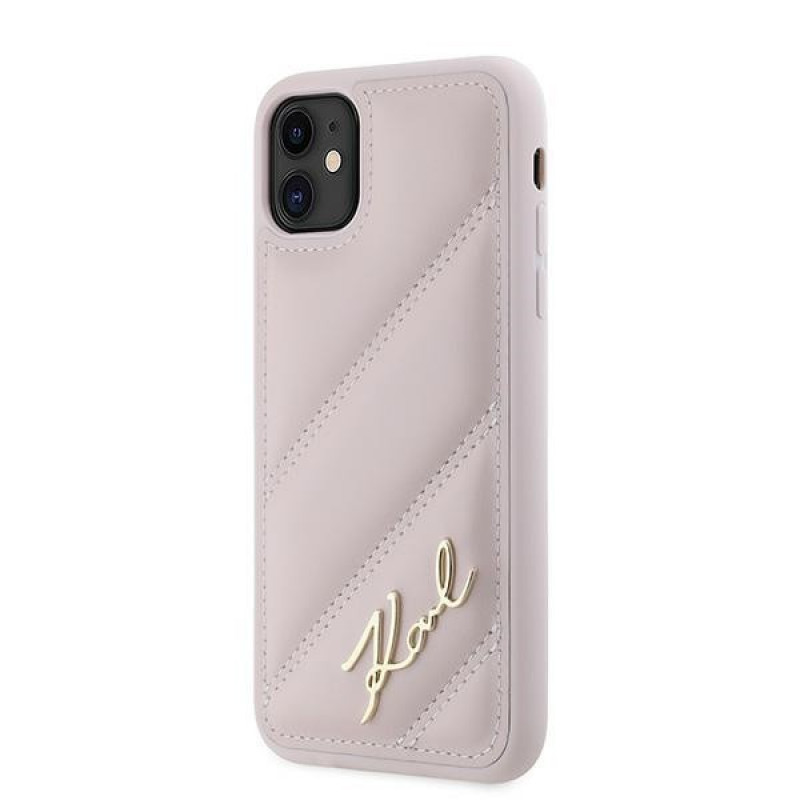 Karl Lagerfeld KLHCN61PQDSMGP Apple iPhone 11 / XR kõvakate Diagonal Quilted Script, roosa