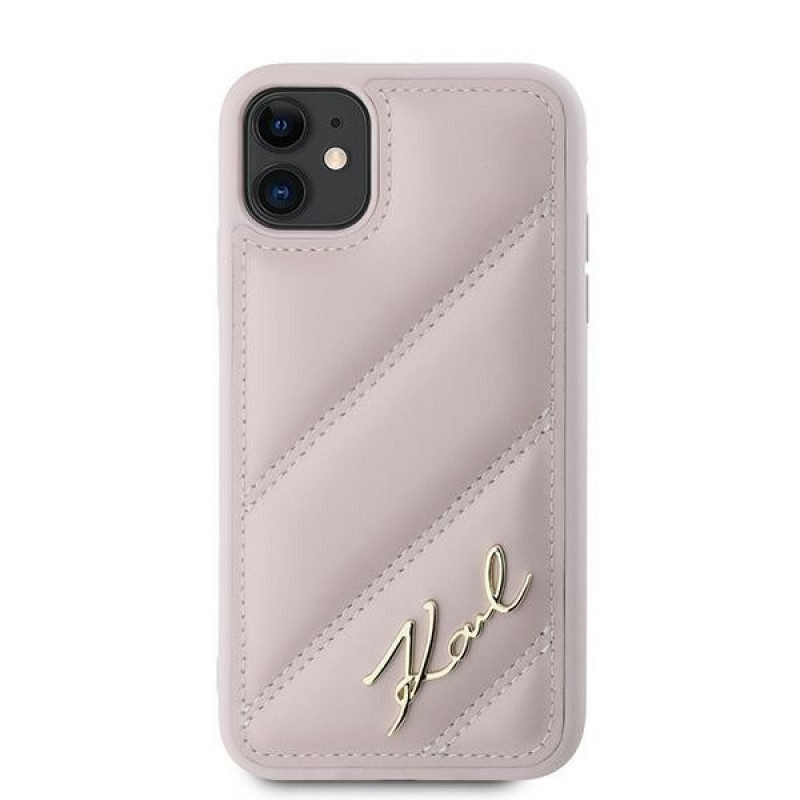 Karl Lagerfeld KLHCN61PQDSMGP Apple iPhone 11 / XR kõvakate Diagonal Quilted Script, roosa