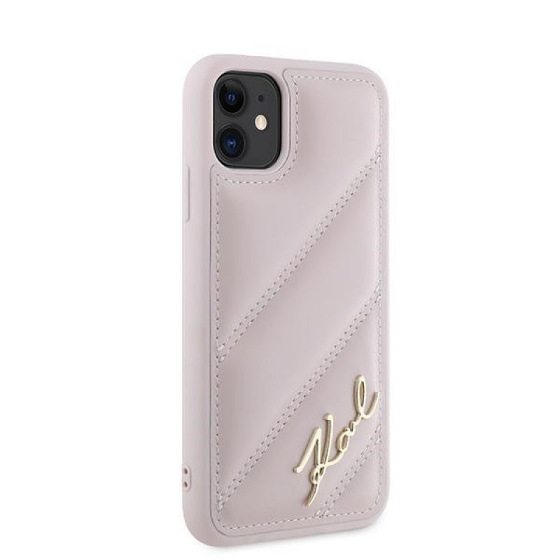 Karl Lagerfeld KLHCN61PQDSMGP Apple iPhone 11 / XR kõvakate Diagonal Quilted Script, roosa