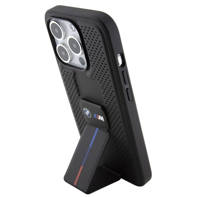 BMW BMHCP15LGSPPRK Apple iPhone 15 Pro kõvakate Grip Stand Smooth & Perforated, must